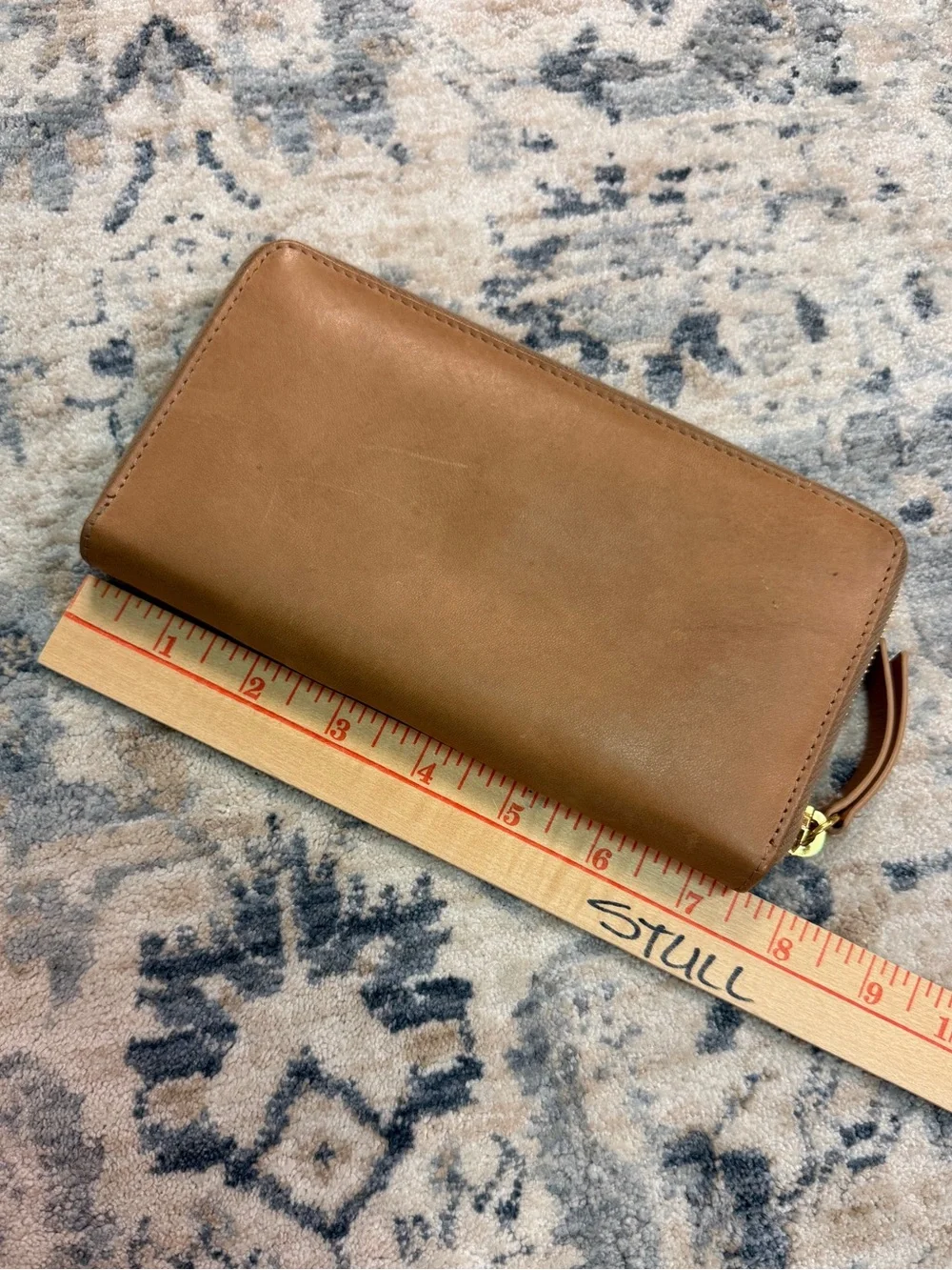 FEED Cognac Caramel Brown Leather Zip Wallet Clutch